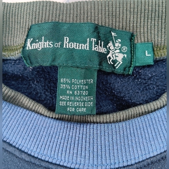 VTG 90s Knights Of Round Table Men's Large Sweatshirt Crew Neck Pullover Striped - Picture 8 of 8